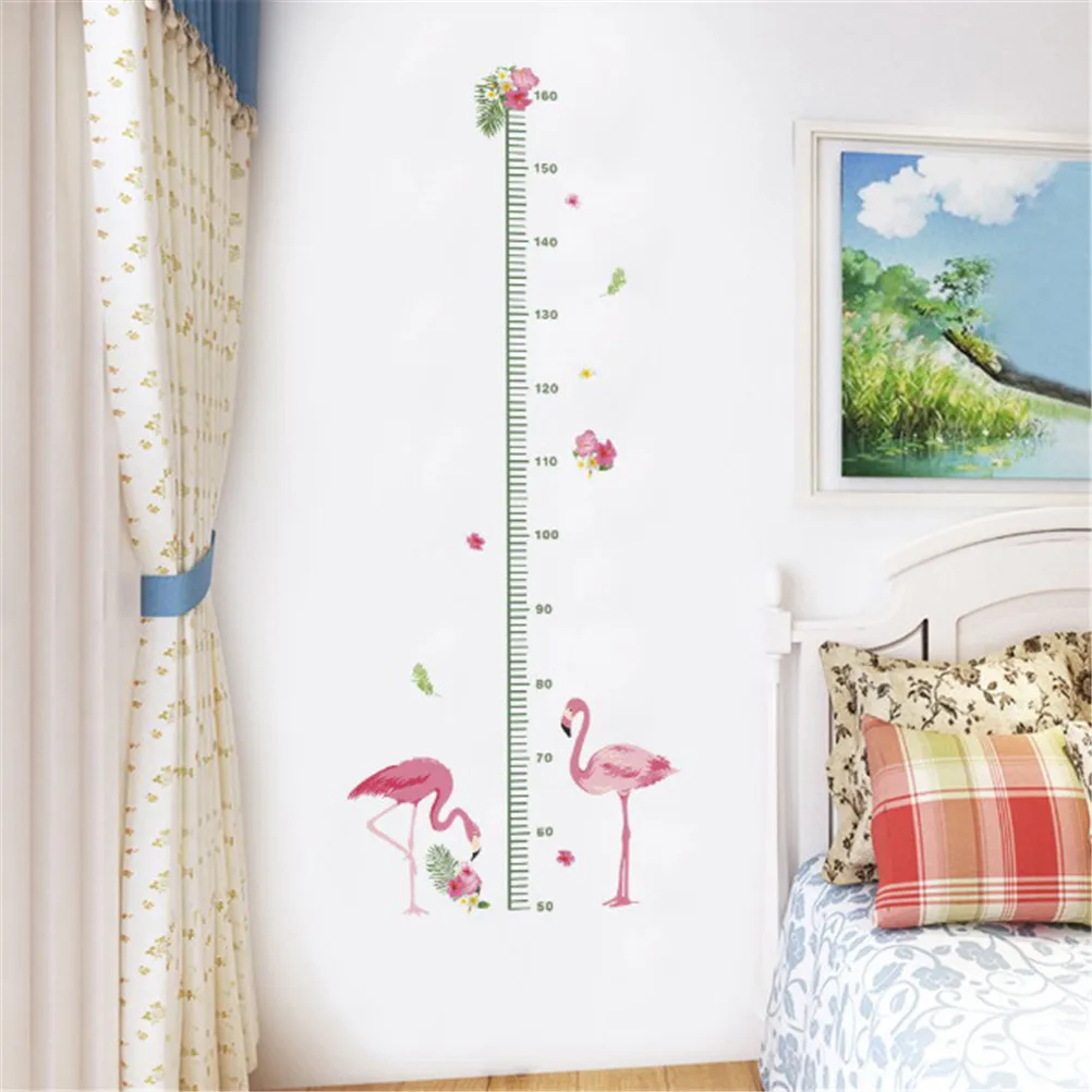 

Wall Decals Art 3d Cartoon Animals Flamingos Height Measure Wall Sticker Kids Rooms Bedroom Growth Chart Nursery Room Decor