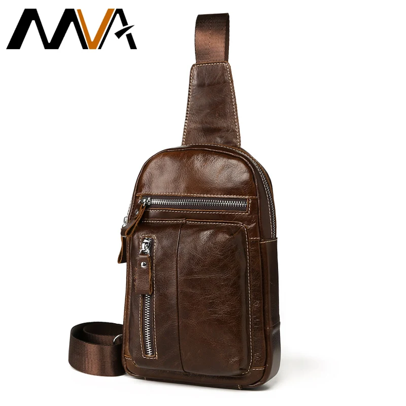 

MVA Crossbody Bags for Men Messenger Male Chest Pack Casual Bag Genuine Leather Single Shoulder Strap Pack Bags New Fashion 8966
