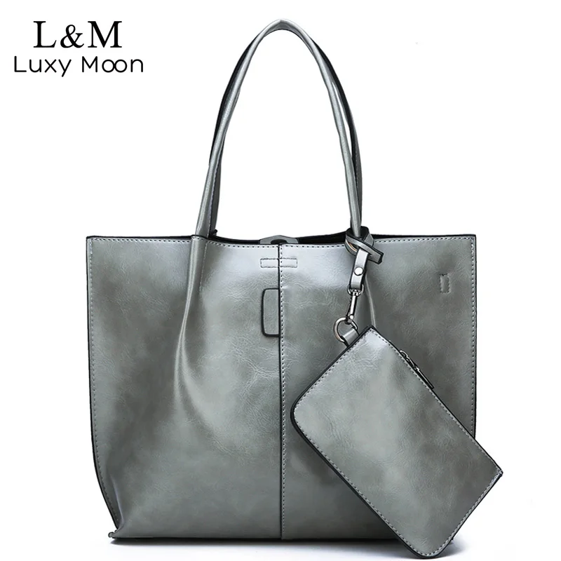 2pcs Set Fashion Women Bag Top Handbags Large Capacity Female Shoulder Bags Casual Lady Leather Crossbody With Purse Xa185h