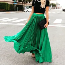 LIBERJOG Женская длинная Бохо юбка Повседневная Свободная Женская пляжная одежда летняя плиссированная однотонная Плюс Размер Женская винтажная макси юбка Сарафан