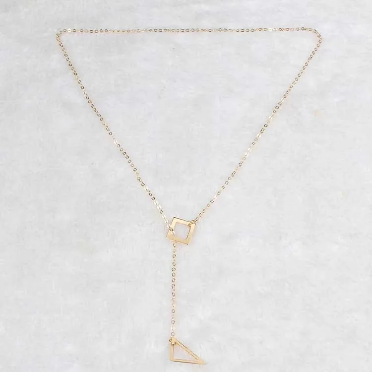 Jewellery Cute Geometry Triangle Pendeloque Cut Joker Long Pattern Chain Party Trendy Statement Necklace For Girls | Украшения и