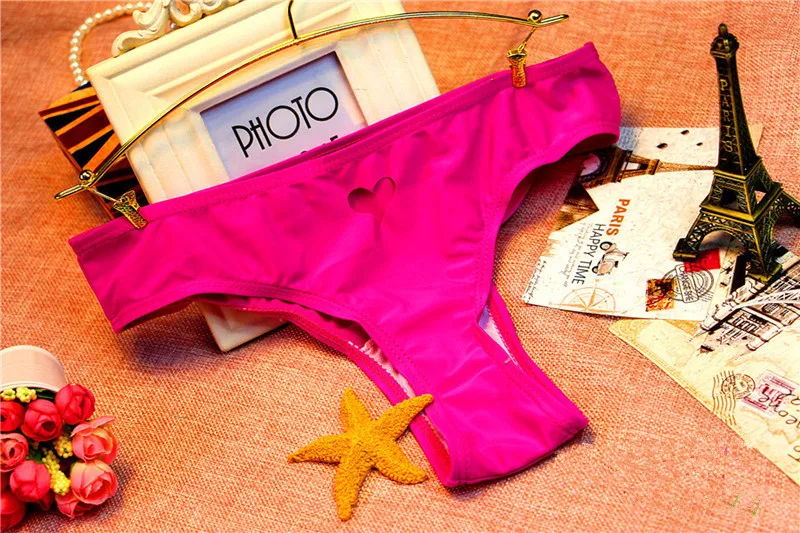 Микро Бикини, Женский купальник в форме сердца, полый купальный костюм, сплошной цвет, стринги, низ, купальник, сексуальная пляжная одежда для плавания