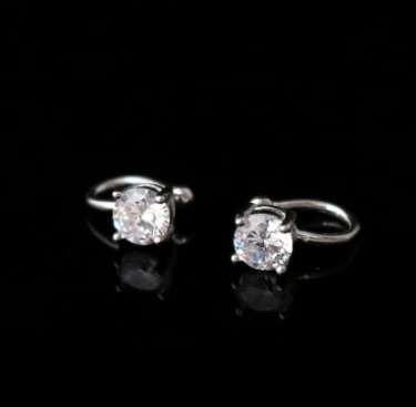 2 earrings - a pair 925 пробы серебро CZ циркония серьги нос манжеты клип-на без пирсинга A1915 - Окраска металла: 2 earrings - a pair