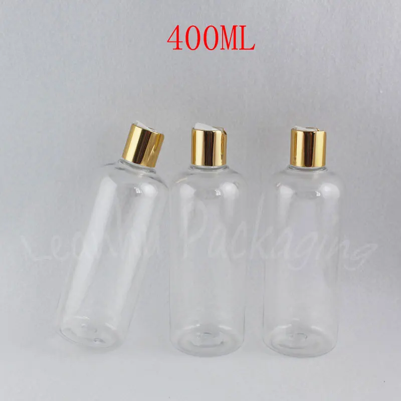 

400ML Transparent Plastic Bottle Disc Top Cap , 400CC Shampoo / Lotion Packaging Bottle , Empty Cosmetic Container ( 15 PC/Lot )