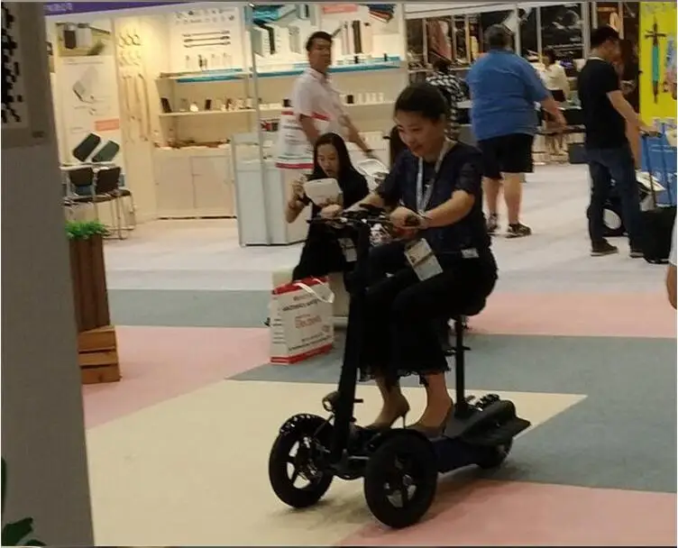 Discount 2018 800W Three wheels Off Road Electric Scooter Folding All terrain Skateboard Foldable E-Scooter with seat Removebale battery 31