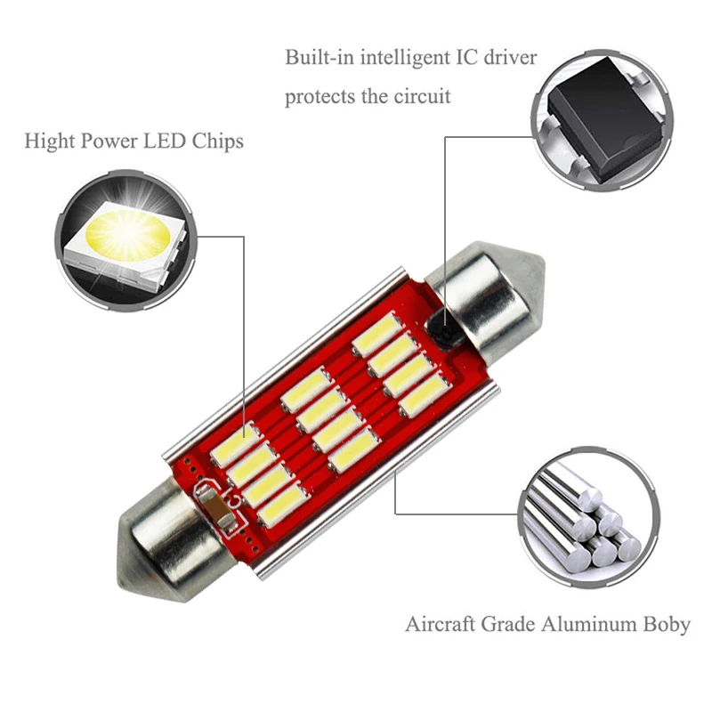 1 шт. C5W C10W 4020 SMD светодиодные лампы для фар купольный светильник автомобильный фестонный интерьера настольная лампа лампы 31 мм, 36 мм/39 мм/41 мм 6000k белый 12V