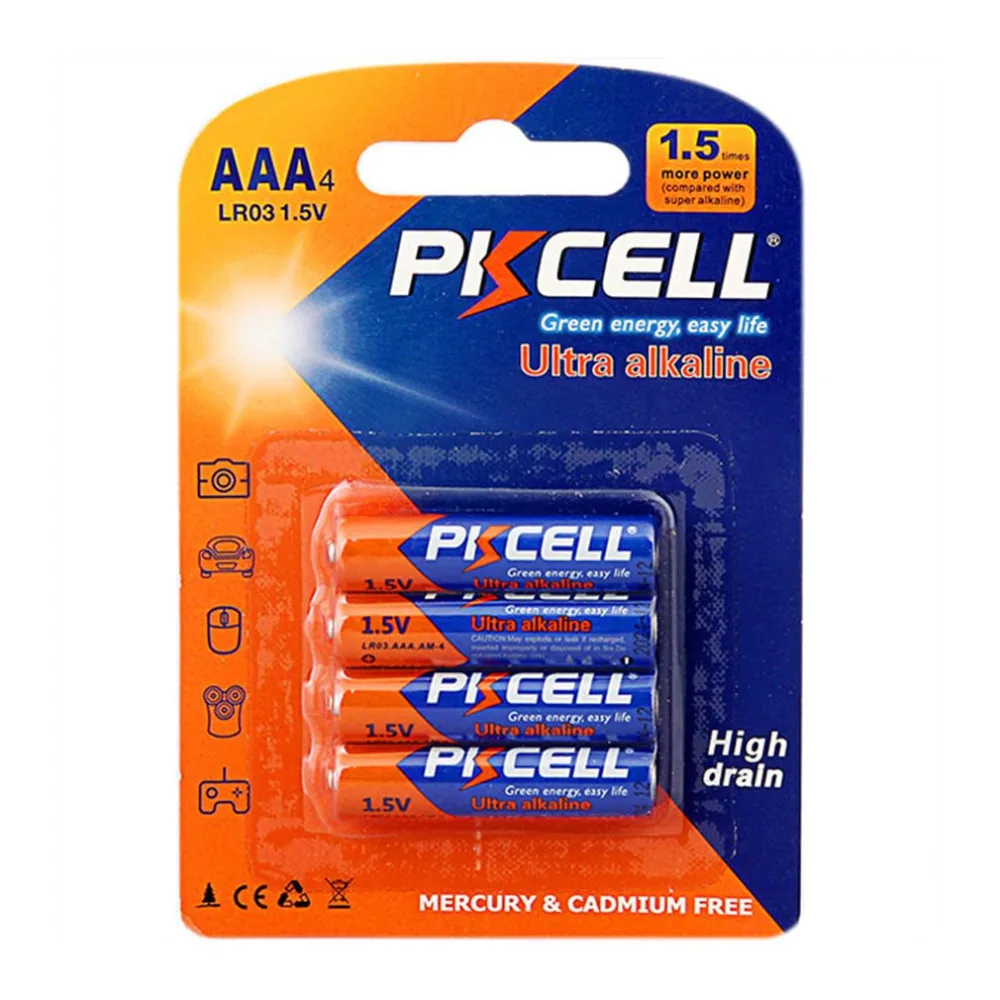 4pcs/set PKCELL 1.5V Battery AAA Alkaline Zinc manganese Dioxide Dry