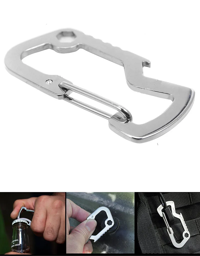 

Quickdraw Carabiner Buckle Multi Tool Multipurpose Multifunction Gadget Camp Hike Outdoor keychain Mountain Climb Mountaineer