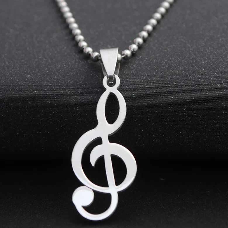 Stainless Steel Piano Musical Note Necklace Geometric Music Notation
