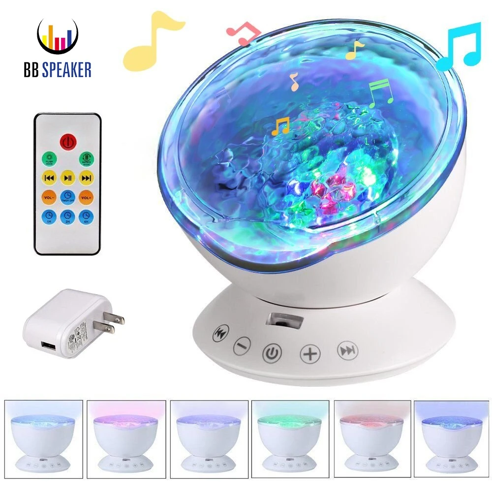 Iavo Remote Control Ocean Wave LED Projector Night Light with 7 Colorful Light Mode and Built-in Music Player Black Iavo Remote Control Ocean Wave LED Projector Night Light with 7 Colorful Light Mode and Built-in Music Player Black