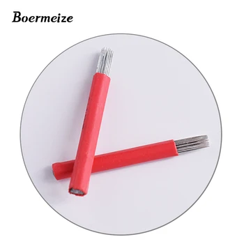 

Tattoo Permanent Makeup Eyebrow Tattoo 21 Bevel Round Needles Microblading Needle 3D Eyebrow Embroidery 50pcs Fog Round Needle