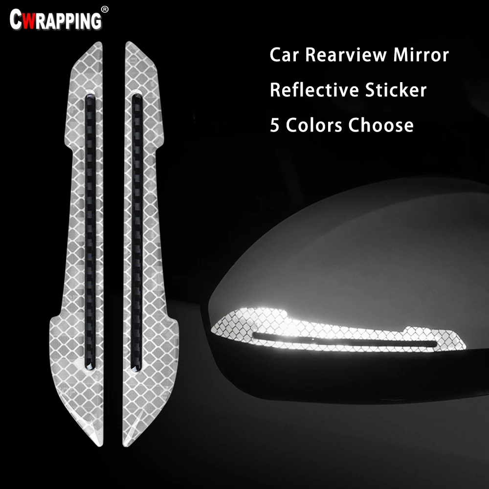

5D Carbon Fiber Car Sticker Auto Reflective Sticker Warning Tape Safety Mark Rearview Mirror Decal Strip Decoration Multicolor