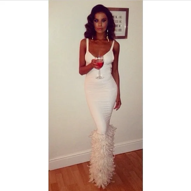 black and white fishtail dress