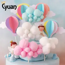 Горячий воздух воздушный шар торт Топпер облако флажки для торта на день рождения Свадебный Праздничный торт для украшения детского душа