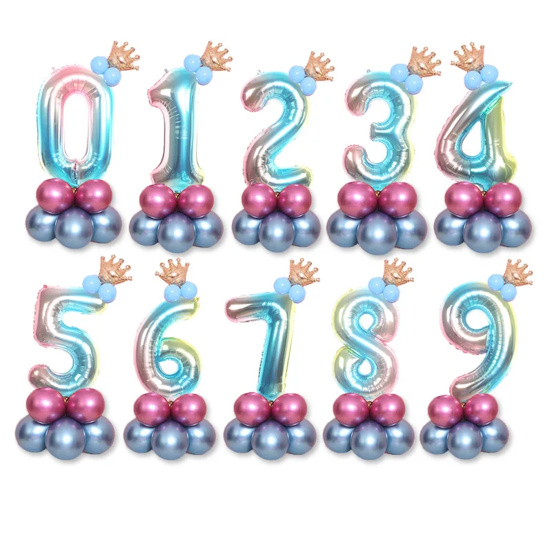 17 шт./компл. 32 дюймов номер Фольга воздушные шары цифры Воздушный баллон детское День рождения и надписью «Wild One» Украшения рисунок 30 Ans Decoracao Coroa