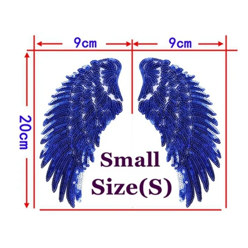 1 Pair Blue Small 1 шт., большие нашивки, брендовая блестящая 3D наклейка с блестками, s крыла, роза, вышивка, мотив, аппликация, одежда для детей, женщин, сделай сам, значок для одежды - Цвет: 1 Pair Blue Small