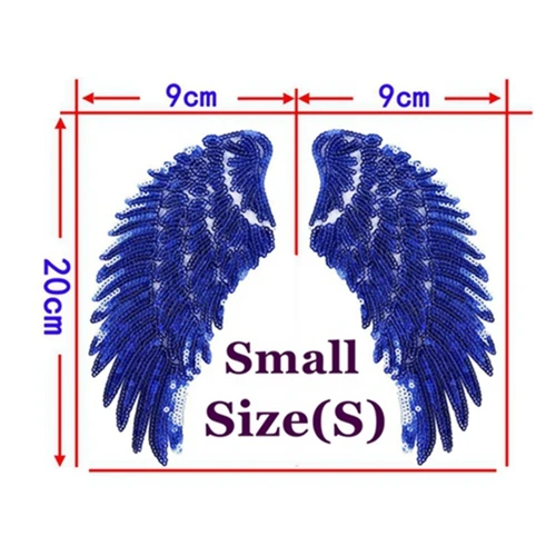 1 шт., большие нашивки, брендовая блестящая 3D наклейка с блестками, s крыла, роза, вышивка, мотив, аппликация, одежда для детей, женщин, сделай сам, значок для одежды - Цвет: 1 Pair Blue Small