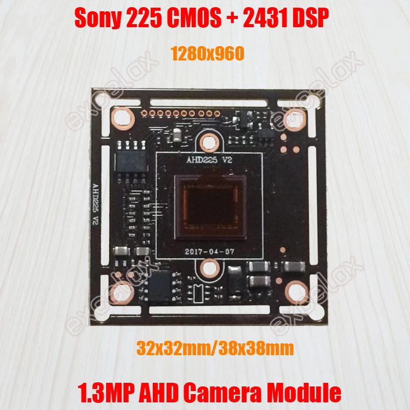 

1280x960 1.3MP AHD CCTV Camera Module IMX225 CMOS Sensor NVP2431H ISP 960P 1200TVL Analog HD PCB Board 38x38mm 32x32mm