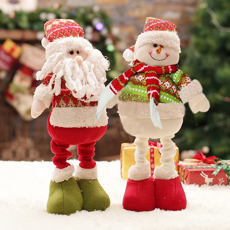 Рождественские украшения, выдвижная стоящая игрушка, 2 шт., Санта Клаус+ снеговик, кукла, Рождественский подарок на день рождения для друга, любовника, семьи - Цвет: santa claus snowman
