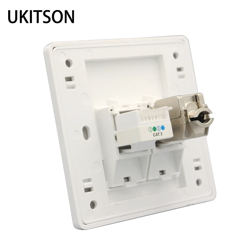 

New White Color Wall Outlet CAT3 RJ11 Phone Socket With CAT6A RJ45 Connector Faceplate For Computer Phone Plug