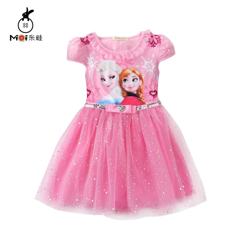 

Elsa Princess Dress for Anna Girls Summer Birthday Party Dresses Ruched Kids Clothes Toddler Baby Girl Dress Children Clothing 2