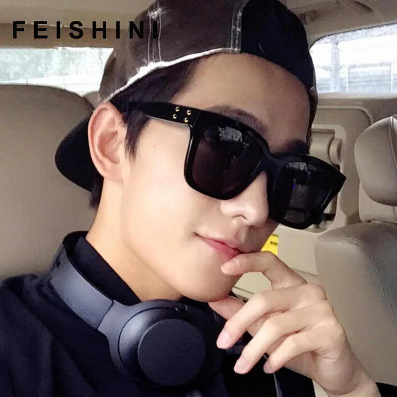 

FEISHINI Brand Sun Glasses HD Polarized Sunglasses Men Driving Classic Design All-Fit Mirror Sunglass Black Frame Eyewear Male
