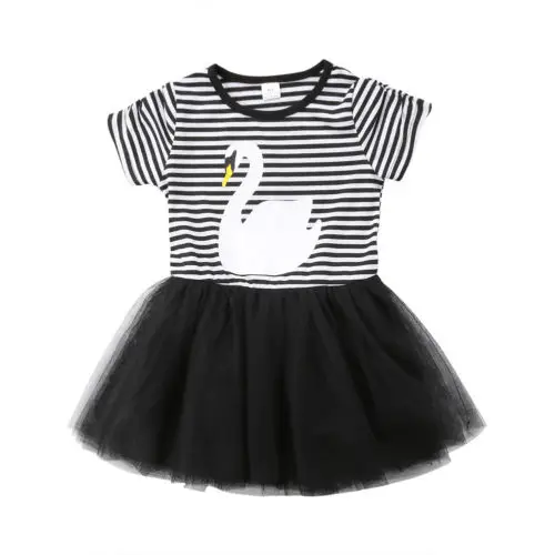 

Cute Baby Girls Child Summer Tulle Dress Kid Tutu Mesh Dress Patchwork Striped Tee Outfit Clothes Casual Sundress Baby Girl 1-6T