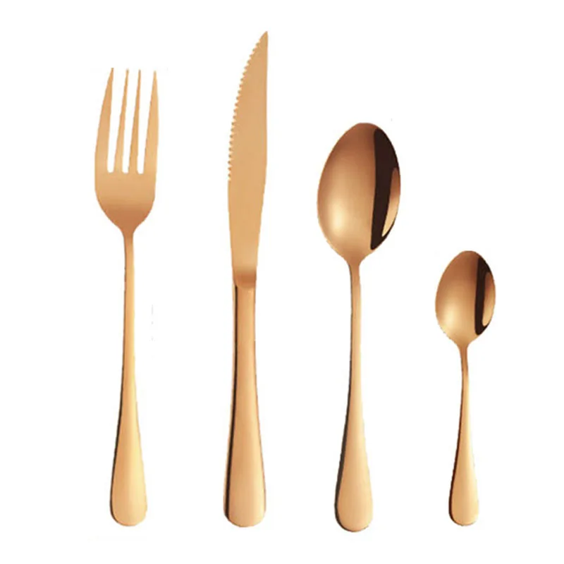 

6 set 24pcs Rose Gold Dinnerware Set Stainless Steel Cutlery Set Knife Fork Spoon Copper Tableware Wedding Silverware set