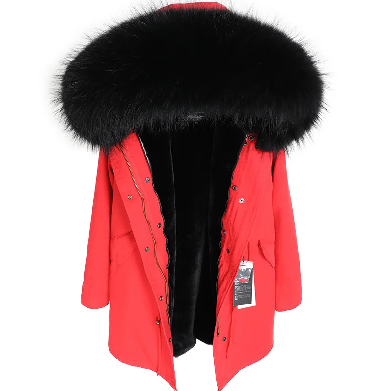 Winter Jacket Women 2019 Real Fur Coat Long Parka Natural Raccoon Fur Collar Outerwear Black Streetwear 3 In 1 New Fashion Brand Winter Jacket Women 2019 Real Fur Coat Long Parka Natural Raccoon Fur Collar Outerwear Black Streetwear 3 In 1 New Fashion Brand