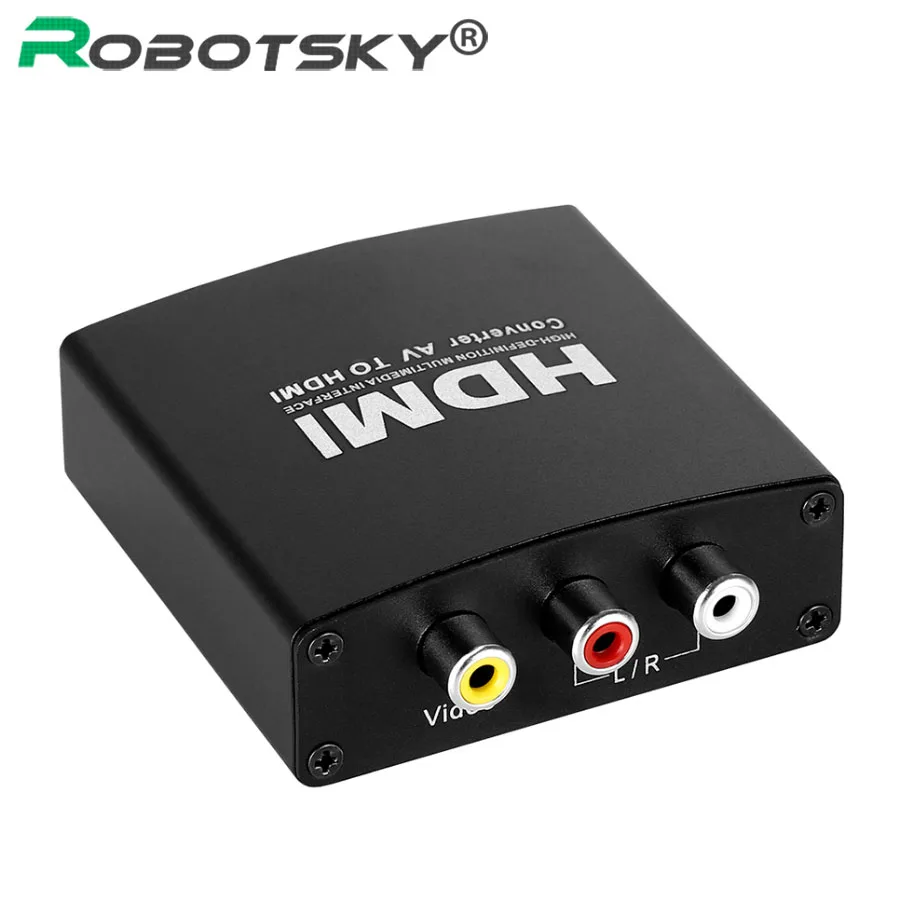 

Robotsky RCA AV CVBS To HDMI Cable Adapter HD 1080P L/R AV2HDMI Converter BOX For DVD Player STB Displayer Video Audio Connector
