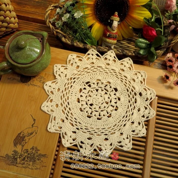 

ZAKKA Handmade 22cm Round flower Lace Doilies Crochet Coaster Table Place mats Crochet cup mat 10pcs/Lot