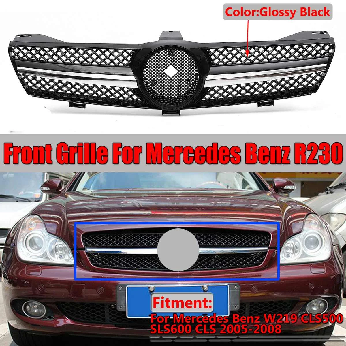 Высокое качество W219 автомобильный передний бампер сетка решетка гриль для Mercedes для Benz W219 CLS500 SLS600 CLS 2005-2008 без эмблемы