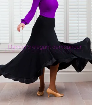 

New Ballroom dance costumes sexy senior ice silk ballroom dance long skirt for women ballroom dance competition skirts