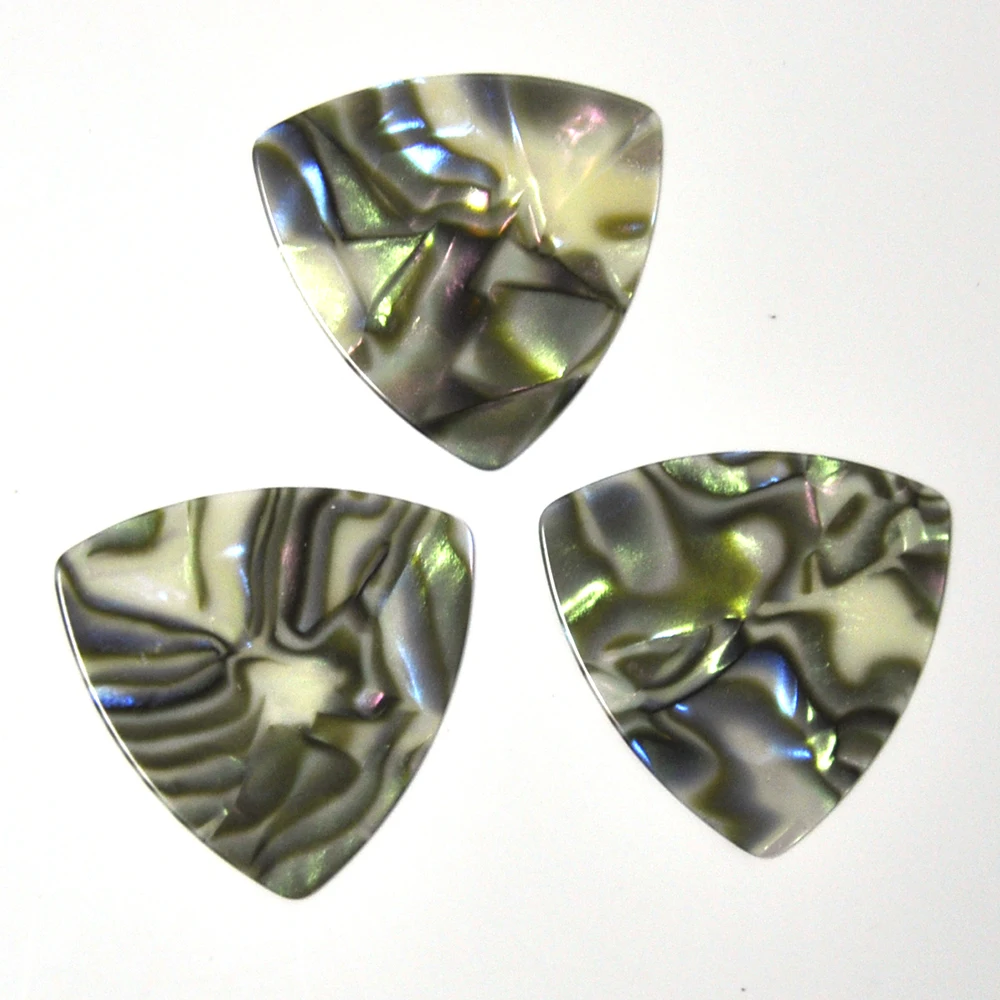 Rounded Triangle Big Size Medium 0.71mm Celluloid Guitar Picks Abalone Sea Shell 100 pcs