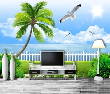 

Custom Any Size Mural Wallpaper 3D Stereo Seagull Coco Seascape Background Wall Decoration Mural Wallpaper