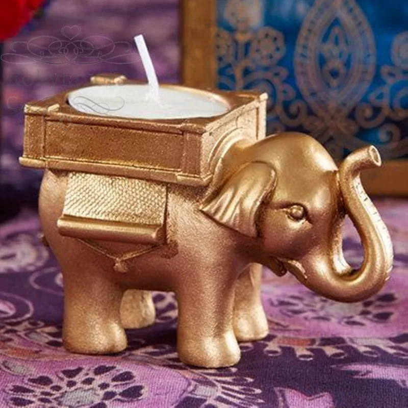 20 Good Luck Indian Gold Elephant Candles Wedding Bridal Shower Party Favors 