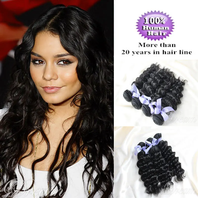 

6A Human Hair Extension Brazilian Virgin Hair Weft Wavy Deep Wave brazilian virgin hair straight  Weave Bundles 1pc/lot