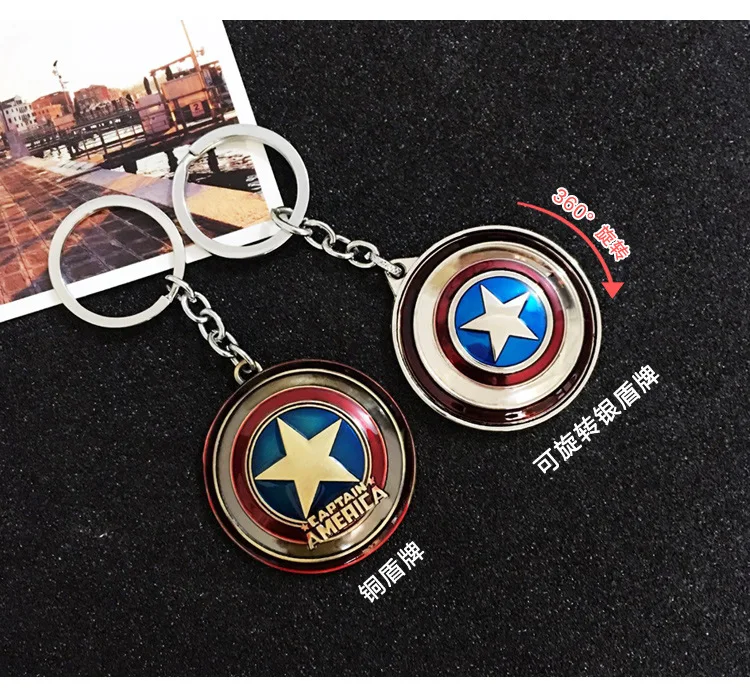 Llavero de la serie de películas perigón giratorio Capitán América escudo Llavero para Chaveiro Llavero porta porte clef