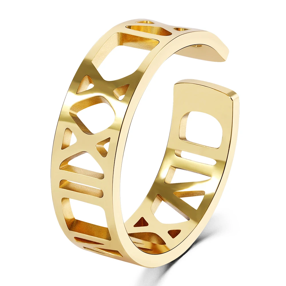 

3UMeter Custom Roman Numerals Ring Personalized Jewelry Gold Filled Customized Numbers Stacking Engagement Promise Ring for gift