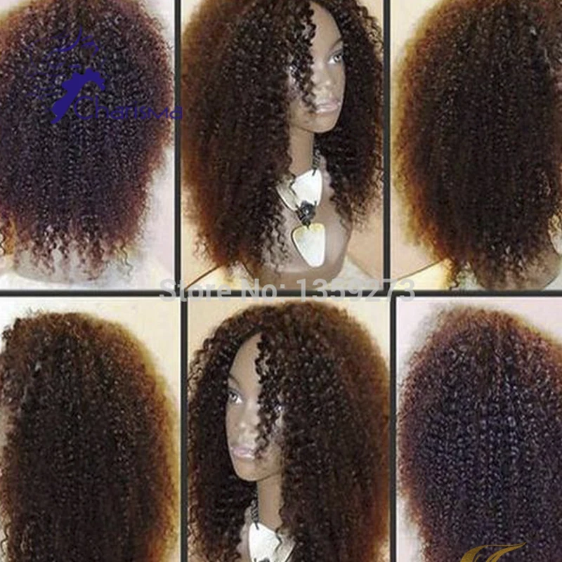 Heavy Density Afro Kinky Curly Wigs Full Lace Human Hair Malaysian Lace