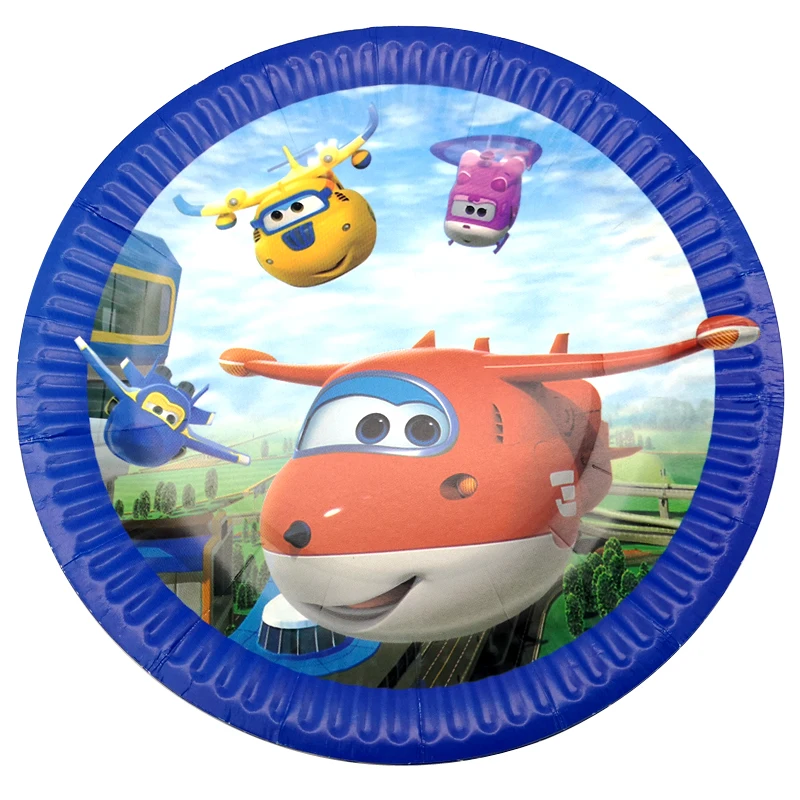 

Baby Shower Decoration Super Wings Plates Kids Boys Favors Superwings Design Dishes Happy Birthday Party Tableware 10pcs/pack