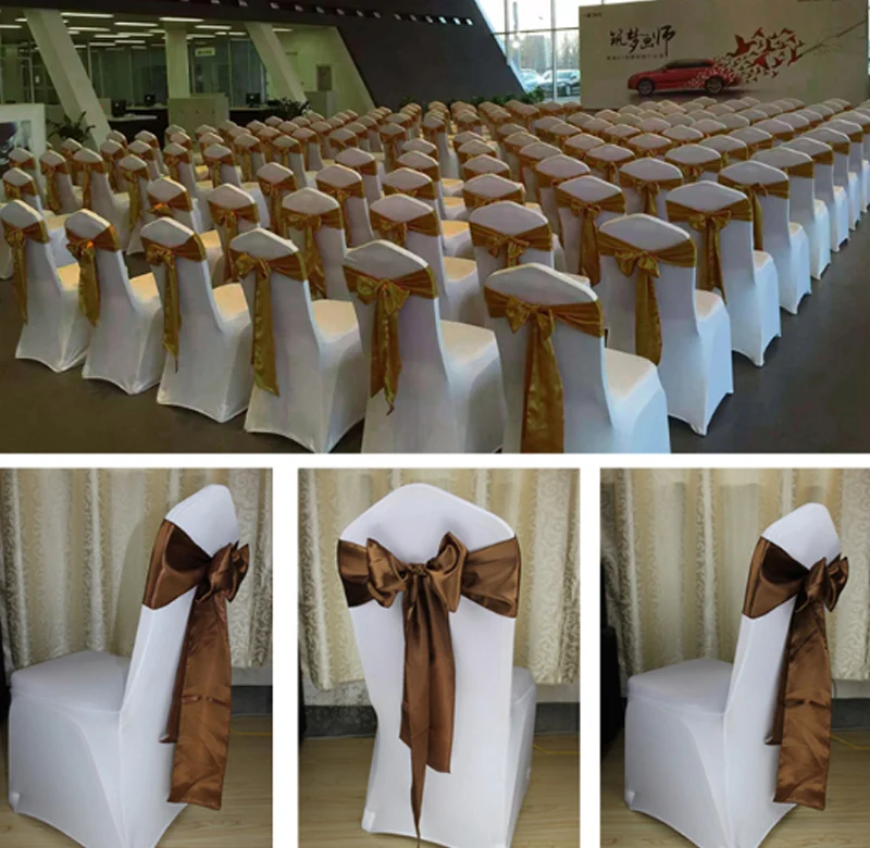 HAZY Wedding Satin Chair Sashes Bow Cover Sashes for Wedding Hotel Banquet Party Decoration Color17x275cm