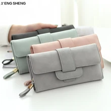 Ladies leather wallet 2017 Casual Solid Long womens wallets and purses Hasp Coin Cards Holder Soft Female Purse fashion designer