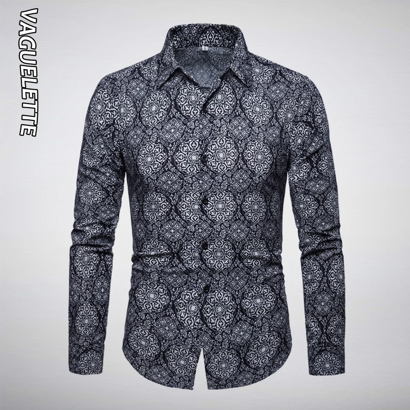 VAGUELETTE 3D Printed Mens Shirts Casual Slim Fit Floral Pattern Casual ...