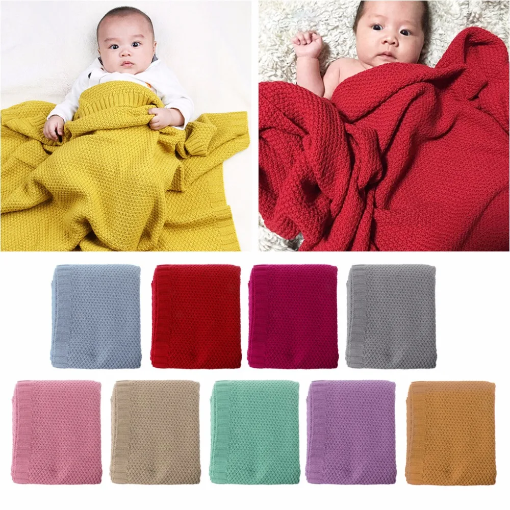 

Candy Color Infant Woolen Blanket Children Organic Cotton Knitted Baby Blanket