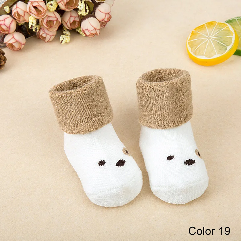 REAKIDS/Детские хлопковые носки для новорожденных девочек и мальчиков; сезон зима-осень; теплые махровые тапочки в полоску для малышей; новые брендовые Детские носки в горошек со звездами - Цвет: S