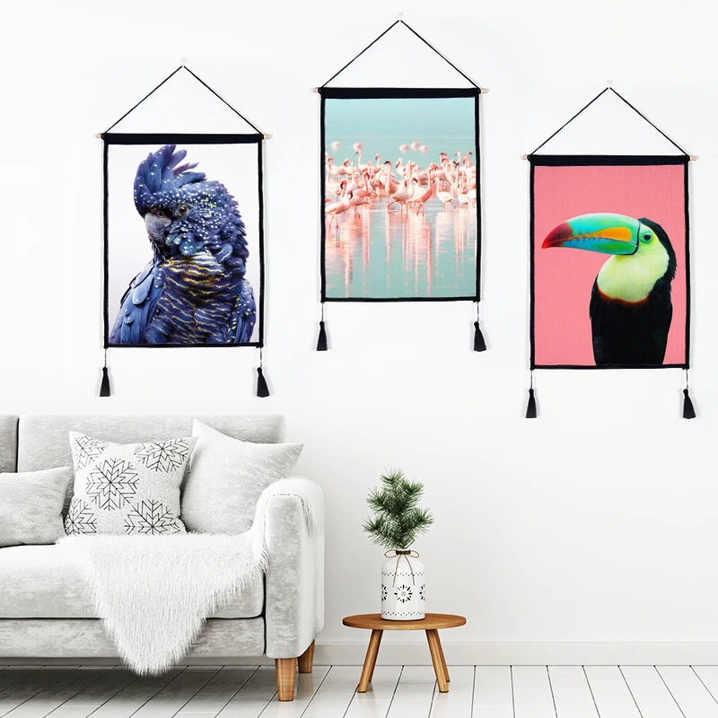 Bird Poster Home Wall Decorative Solid Wood Hanging Scroll Painting On High Quality Canvas Print Artworks 45x65cm tapestry | Дом и сад