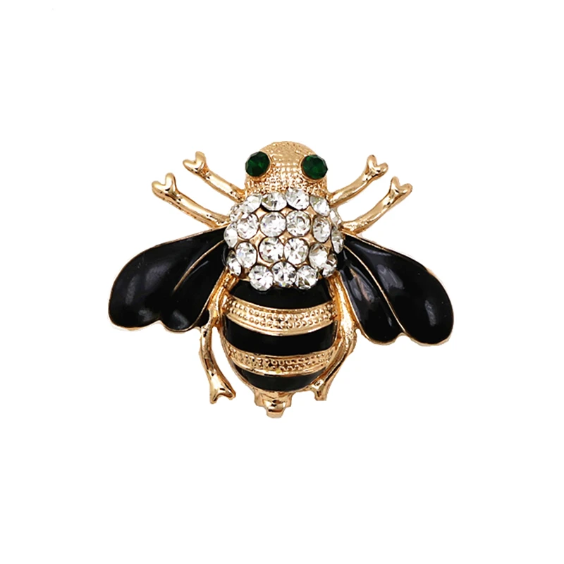 

OneckOha Fashion Jewelry Enameled Black Bee Brooch Pin Gold And Silver Colors Animal Pin Women's Jewelry Brooches
