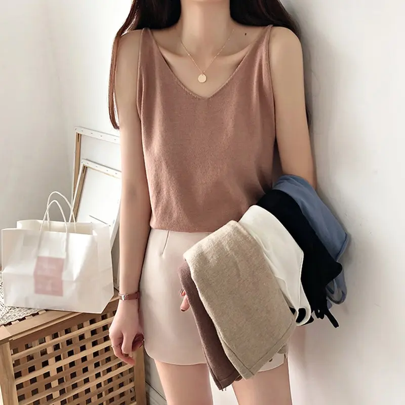 Sweater sleeveless Camis Solid Cashmere Sweater V Collar Pullover Women Comfortable Bottoming Sweater FashionTops Colorful Sweater sleeveless Camis Solid Cashmere Sweater V Collar Pullover Women Comfortable Bottoming Sweater FashionTops Colorful