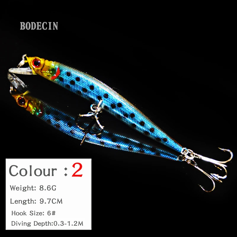 5PC Minnow Wobblers Lure 3D Eyes Hard Plastic Lures Crankbait Wobbler Artificial Bait 10CM8.6G Good Fishing Tackle Sea Bass Set (2)